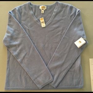 NWT CASHMERE V-neck sweater - Blue - sz XL
